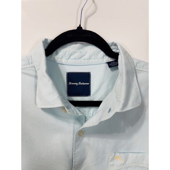 Tommy Bahama Button Up Cotton/Silk Light Blue Lightweight Casual Mens Size Large - Picture 2 of 9
